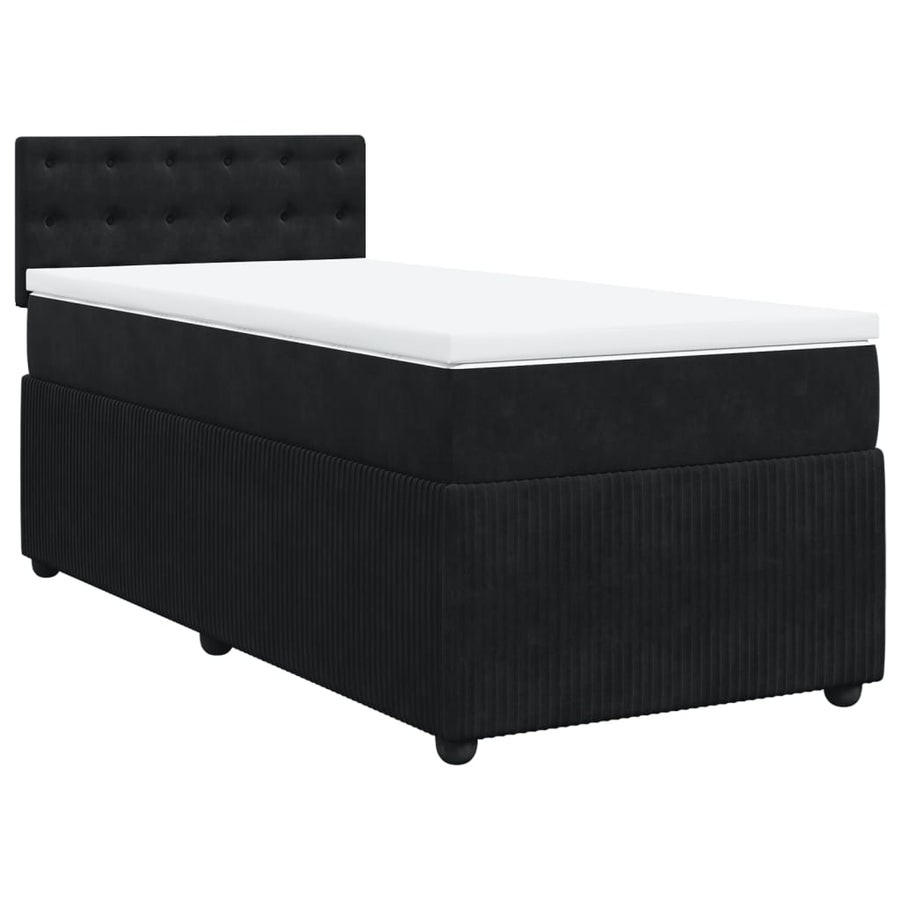 Boxspring met matras fluweel zwart 90x190 cm