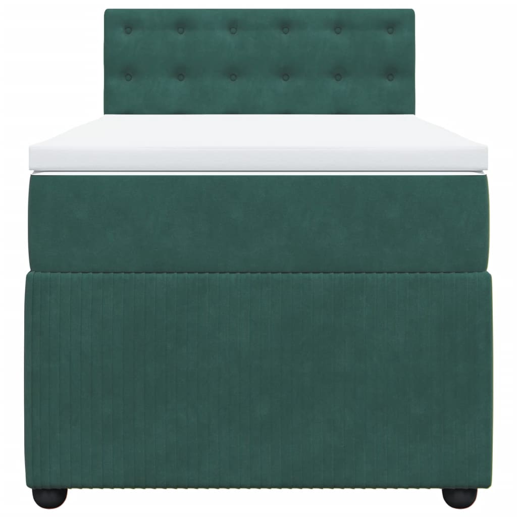 Boxspring met matras fluweel donkergroen 90x190 cm
