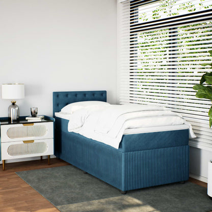 Boxspring met matras fluweel blauw 90x190 cm