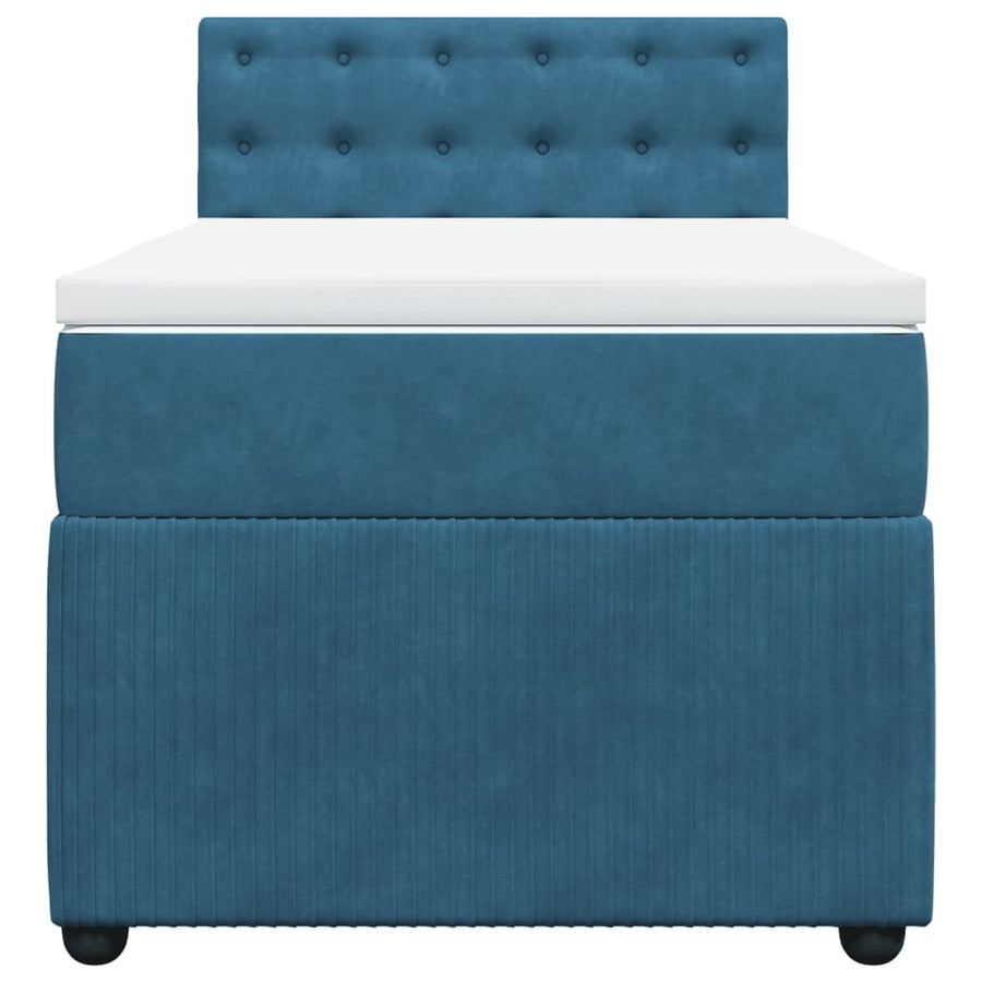 Boxspring met matras fluweel blauw 90x190 cm