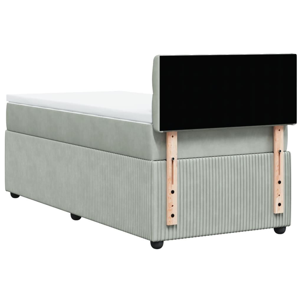 Boxspring met matras fluweel lichtgrijs 90x190 cm