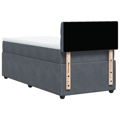 Boxspring met matras fluweel donkergrijs 90x190 cm