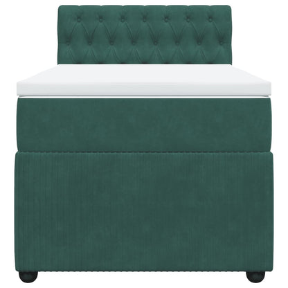 Boxspring met matras fluweel donkergroen 90x190 cm