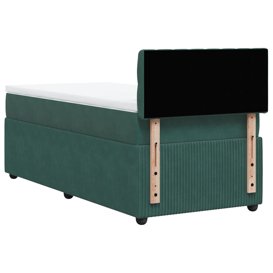 Boxspring met matras fluweel donkergroen 90x190 cm