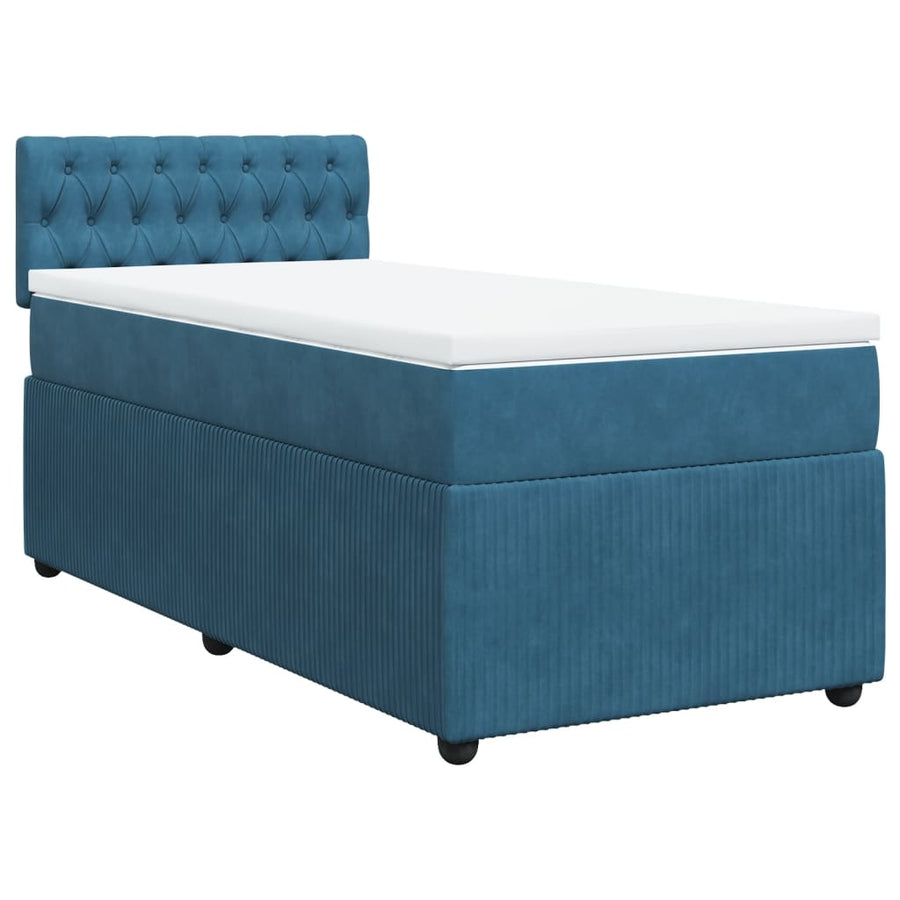 Boxspring met matras fluweel blauw 90x190 cm