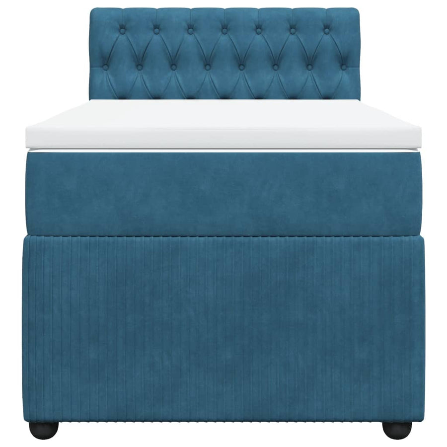Boxspring met matras fluweel blauw 90x190 cm
