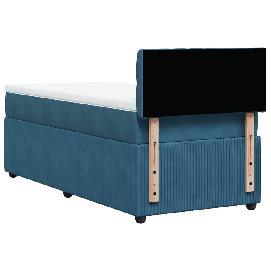 Boxspring met matras fluweel blauw 90x190 cm