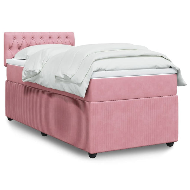 Boxspring met matras fluweel roze 90x190 cm