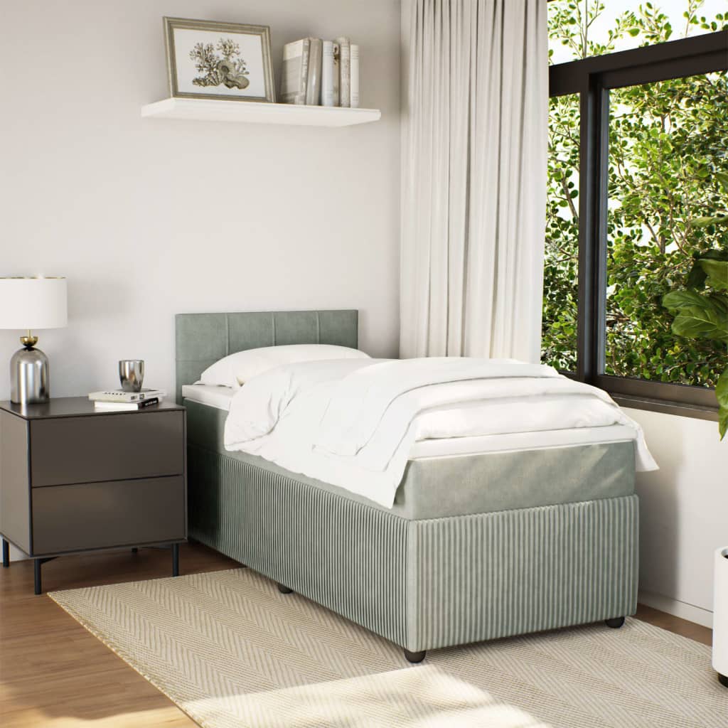 Boxspring met matras fluweel lichtgrijs 90x190 cm