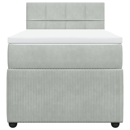 Boxspring met matras fluweel lichtgrijs 90x190 cm