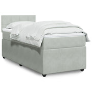 Box spring bed with velvet mattress light grey 90x190 cm