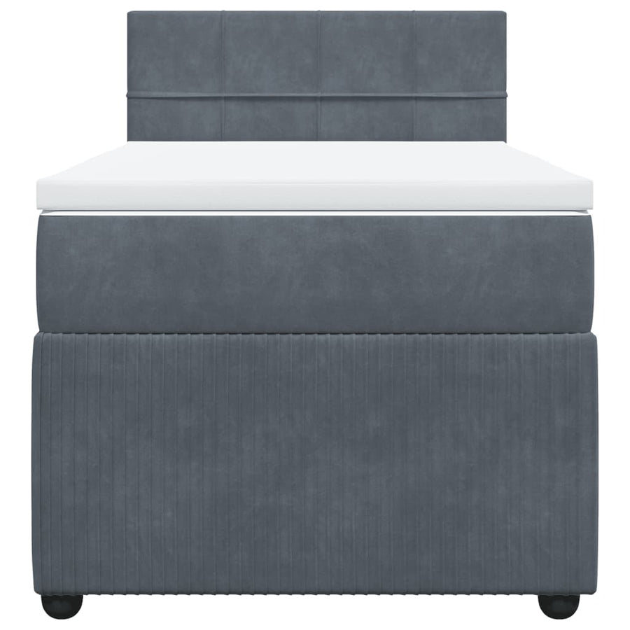 Boxspring met matras fluweel donkergrijs 90x190 cm