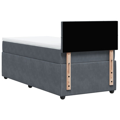 Boxspring met matras fluweel donkergrijs 90x190 cm