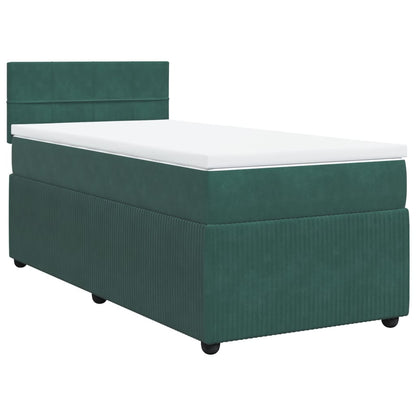 Boxspring met matras fluweel donkergroen 90x190 cm