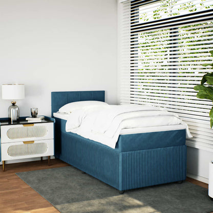 Boxspring met matras fluweel blauw 90x190 cm