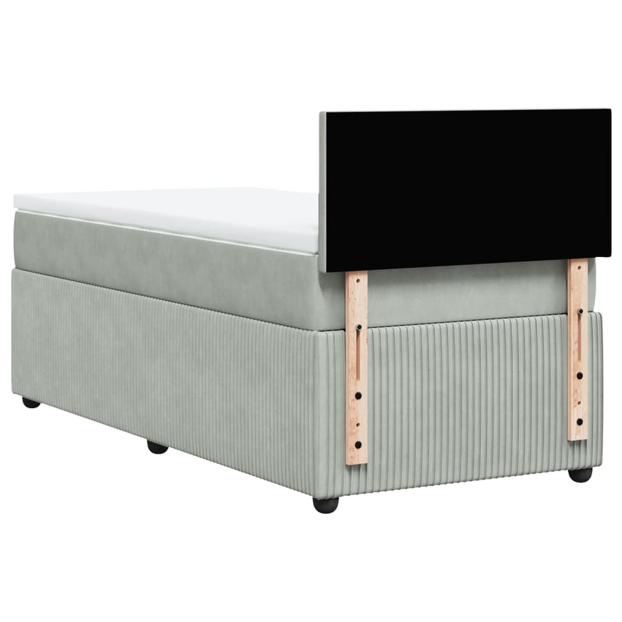 Boxspring met matras fluweel lichtgrijs 90x200 cm