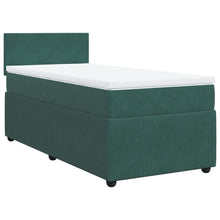 Boxspring met matras fluweel donkergroen 90x200 cm