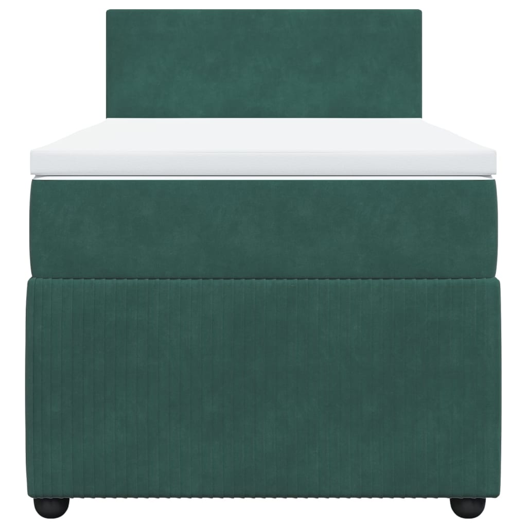 Boxspring met matras fluweel donkergroen 90x200 cm