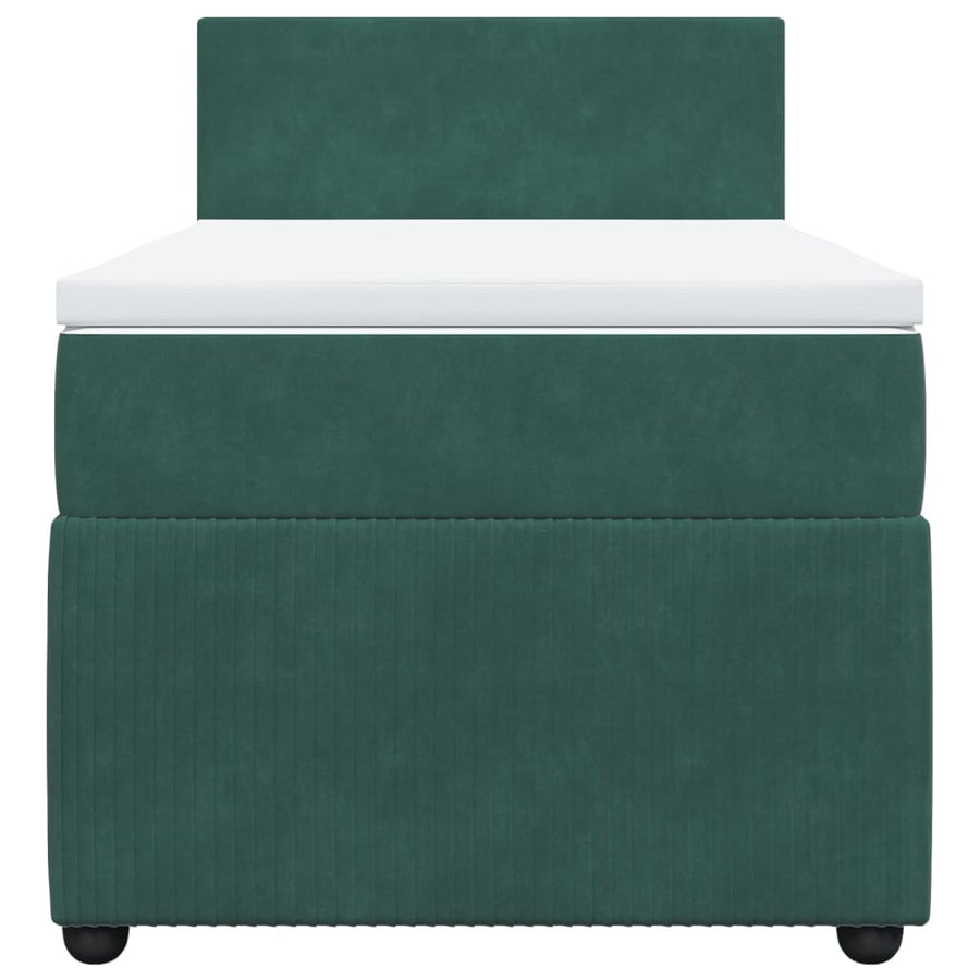 Boxspring met matras fluweel donkergroen 90x200 cm