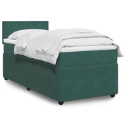 Box spring bed with dark green velvet mattress 90x200 cm