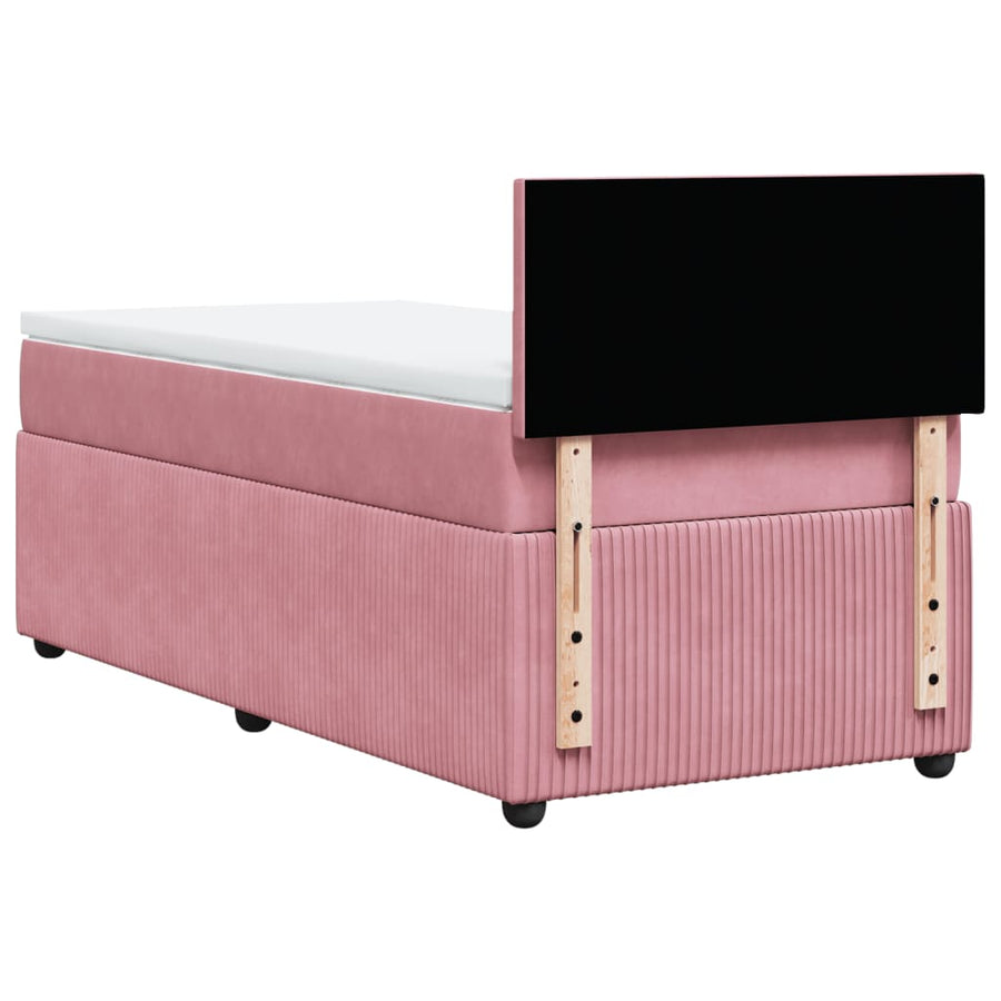Boxspring met matras fluweel roze 90x200 cm