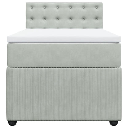 Boxspring met matras fluweel lichtgrijs 90x200 cm