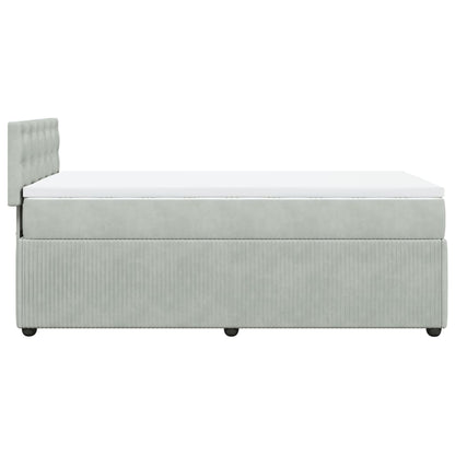 Boxspring met matras fluweel lichtgrijs 90x200 cm