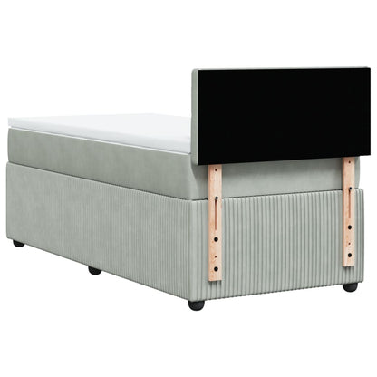 Boxspring met matras fluweel lichtgrijs 90x200 cm