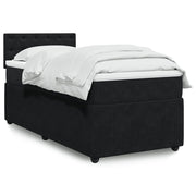 Velvet Black Box Spring Bed with Mattress 90x200 cm