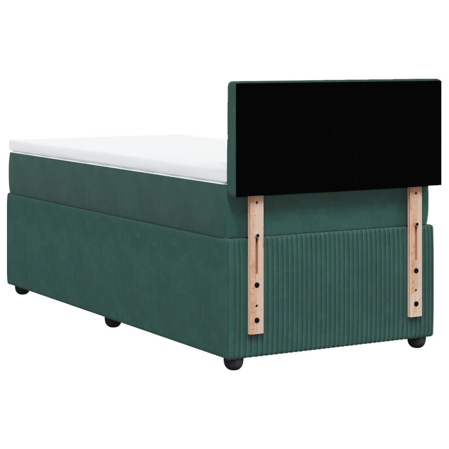 Boxspring met matras fluweel donkergroen 90x200 cm