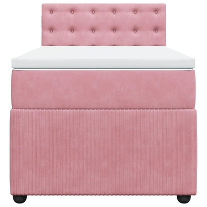 Boxspring met matras fluweel roze 90x200 cm