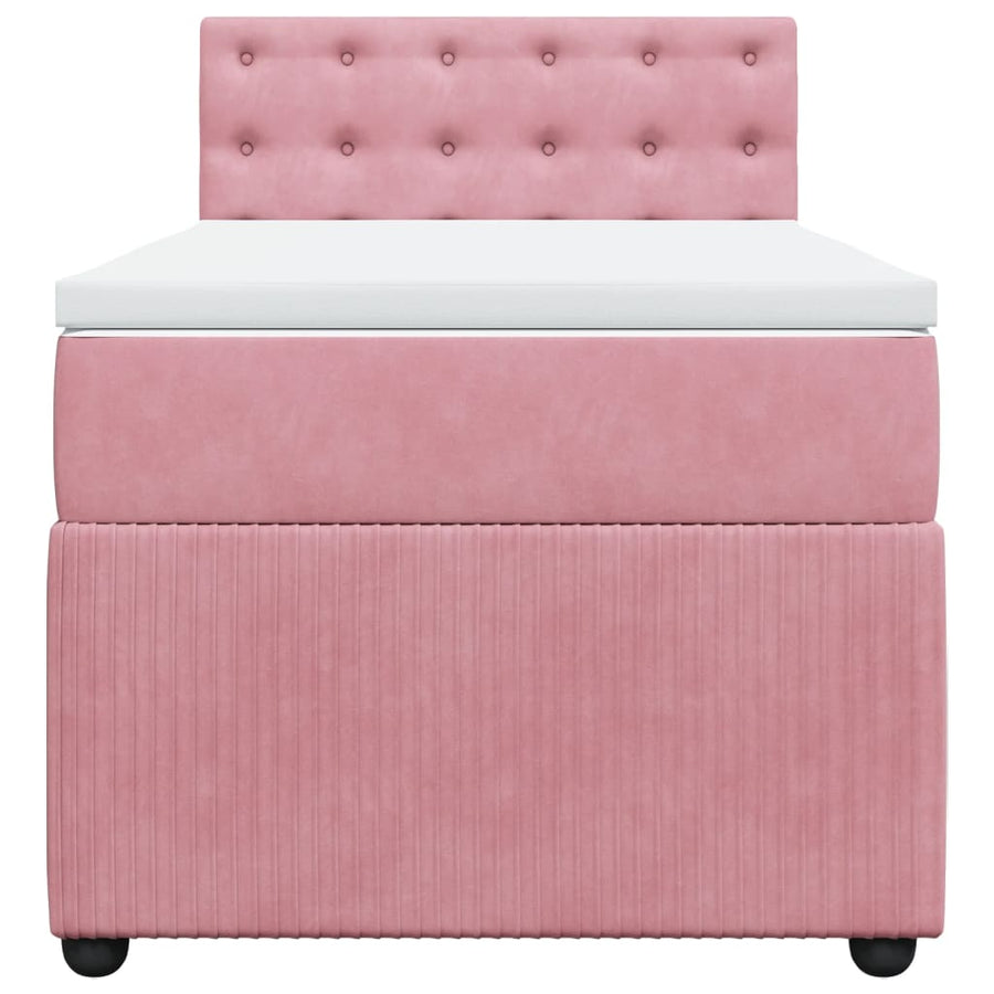 Boxspring met matras fluweel roze 90x200 cm