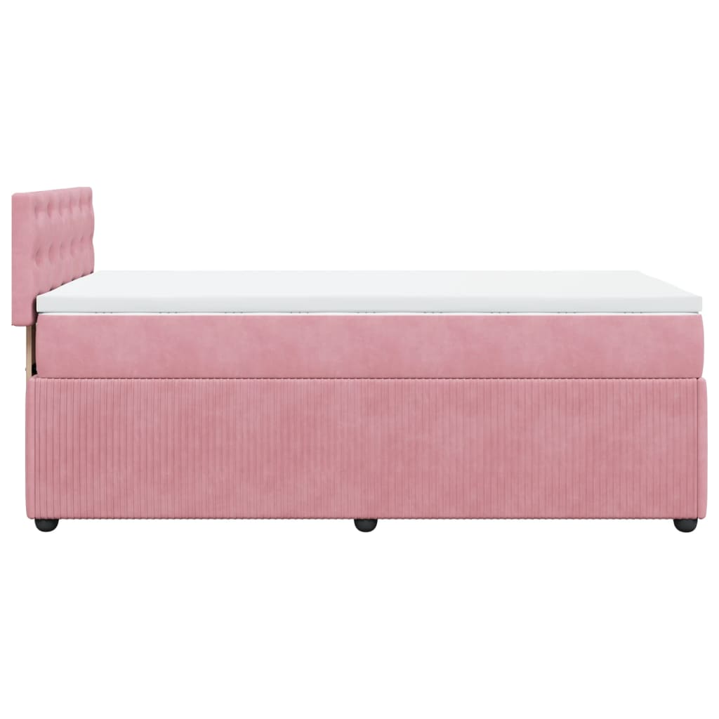 Boxspring met matras fluweel roze 90x200 cm