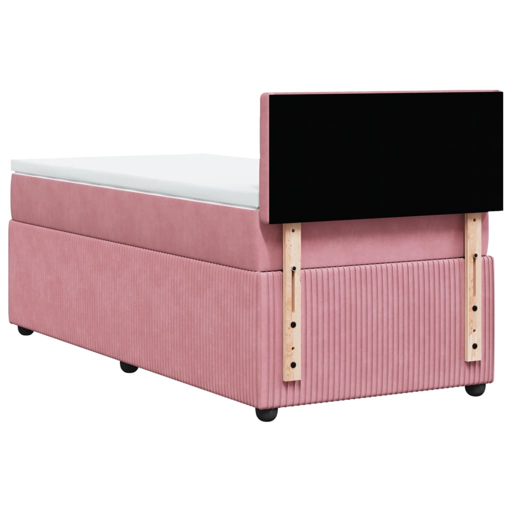 Boxspring met matras fluweel roze 90x200 cm