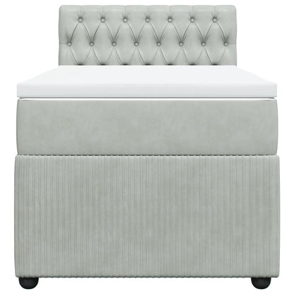 Boxspring met matras fluweel lichtgrijs 90x200 cm