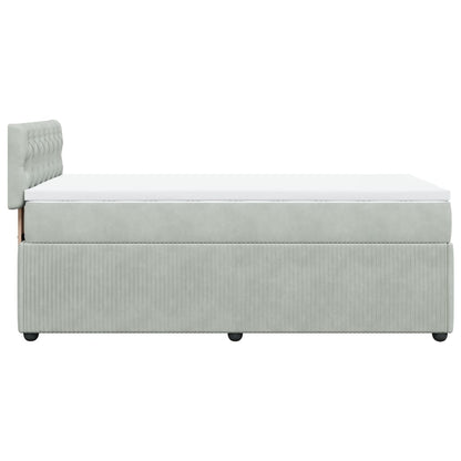 Boxspring met matras fluweel lichtgrijs 90x200 cm