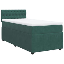Boxspring met matras fluweel donkergroen 90x200 cm