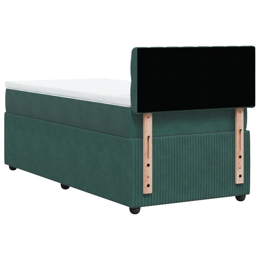 Boxspring met matras fluweel donkergroen 90x200 cm