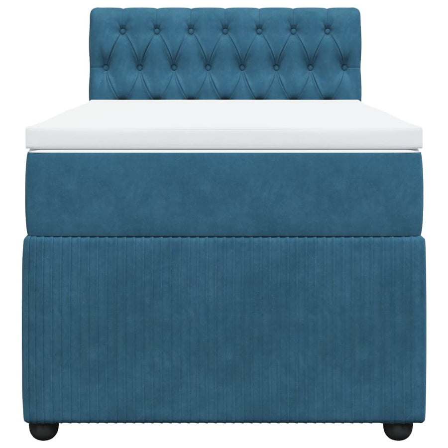 Boxspring met matras fluweel blauw 90x200 cm