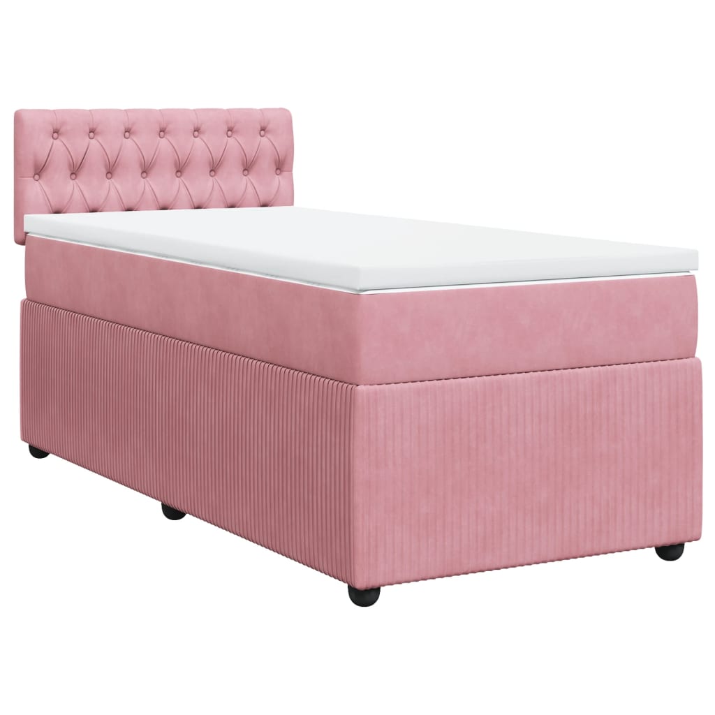 Boxspring met matras fluweel roze 90x200 cm