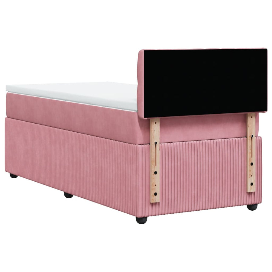 Boxspring met matras fluweel roze 90x200 cm