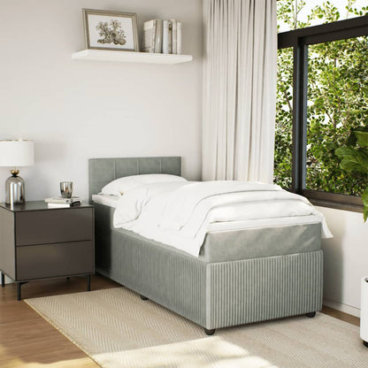 Boxspring met matras fluweel lichtgrijs 90x200 cm