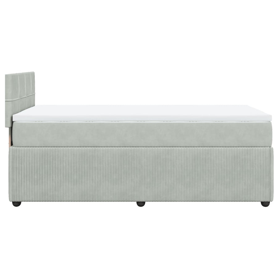 Boxspring met matras fluweel lichtgrijs 90x200 cm