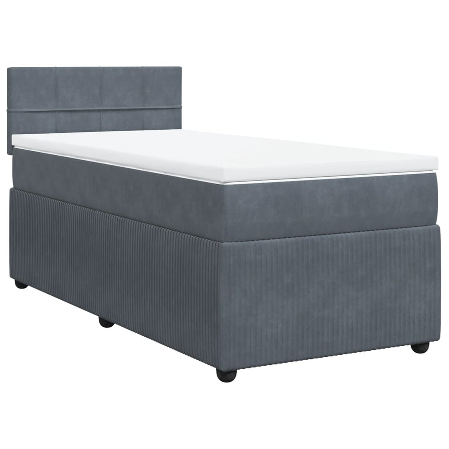 Boxspring met matras fluweel donkergrijs 90x200 cm
