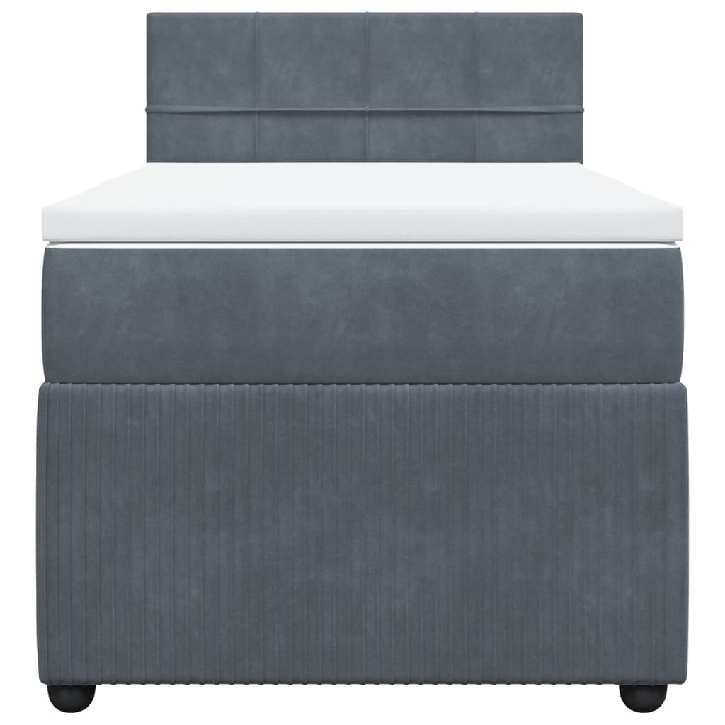 Boxspring met matras fluweel donkergrijs 90x200 cm