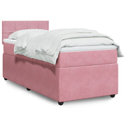 Box spring with velvet pink mattress 90x200 cm