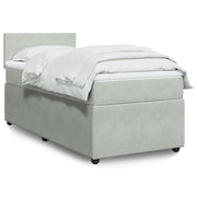 Box spring bed with velvet mattress light grey 100x200 cm