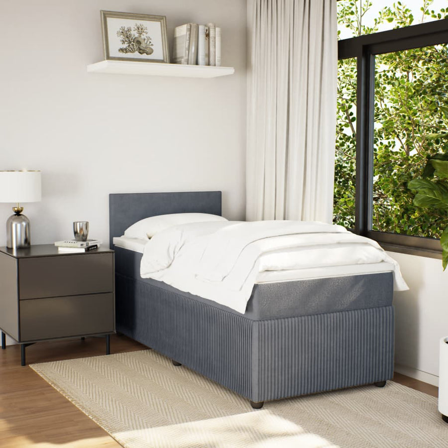 Boxspring met matras fluweel donkergrijs 100x200 cm