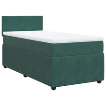Boxspring met matras fluweel donkergroen 100x200 cm
