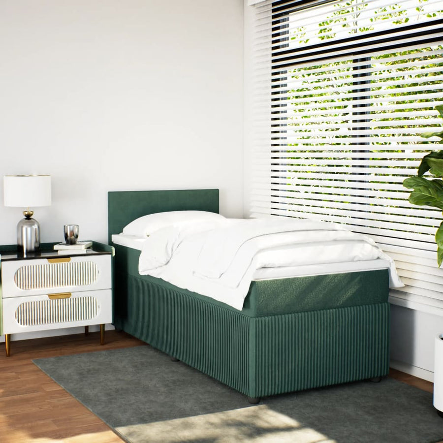 Boxspring met matras fluweel donkergroen 100x200 cm